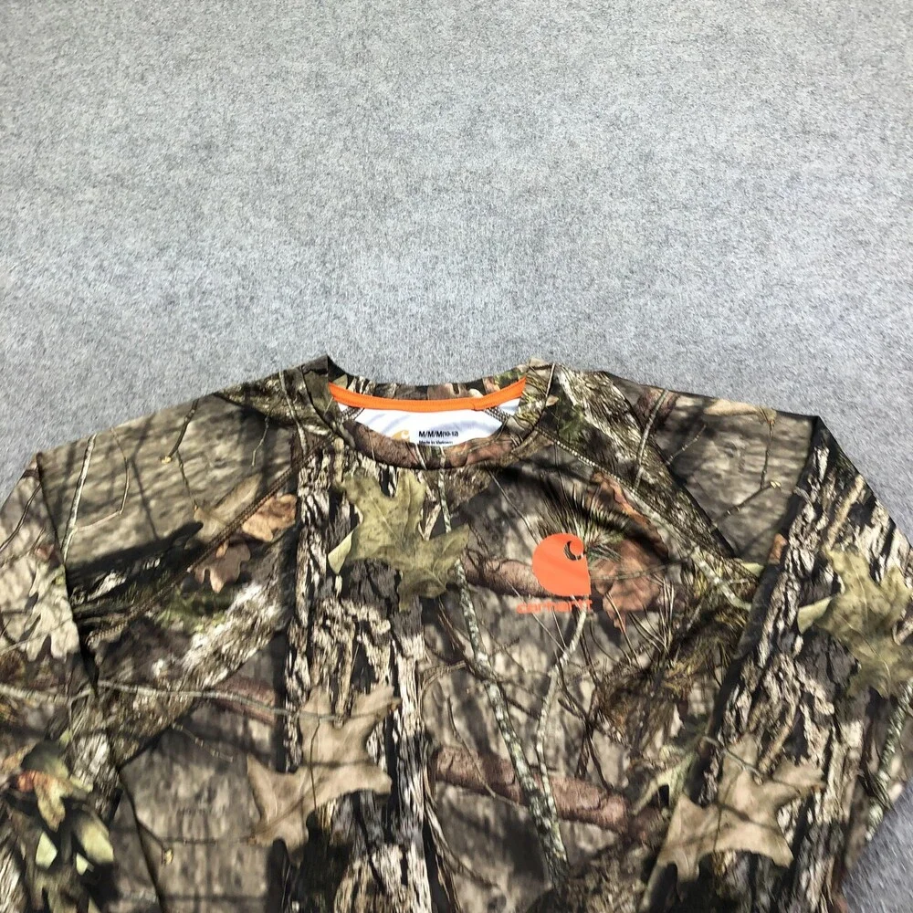 Carhartt Shirt Kids 10-12 Brown Camo Long Sleeve Hunting Base Layer Outdoor Top